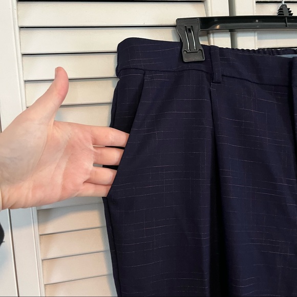 Modcloth Navy Red Trousers Pants XL Career Elastic Waist Pattern Straight Leg - Picture 4 of 9